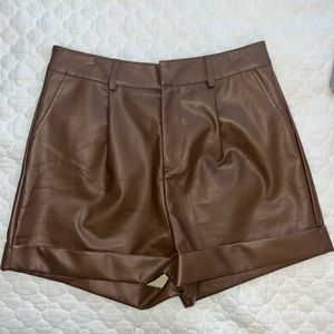 Amazon Brown Leather shorts NEVER WORN!
